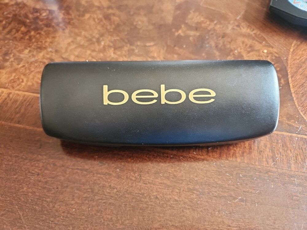 Bebe Glasses Case Black & Gold Clamshell Semi Matte eyeglass Sunglass case